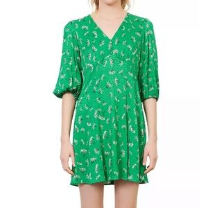Maje Rizelle Green Floral Mini Dress like new size 40